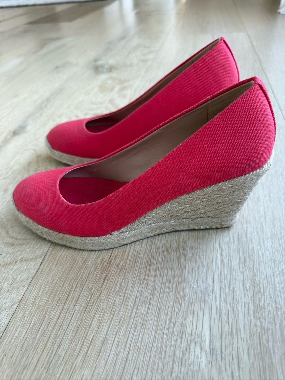 J. Crew Red Canvas Wedge Espadrilles